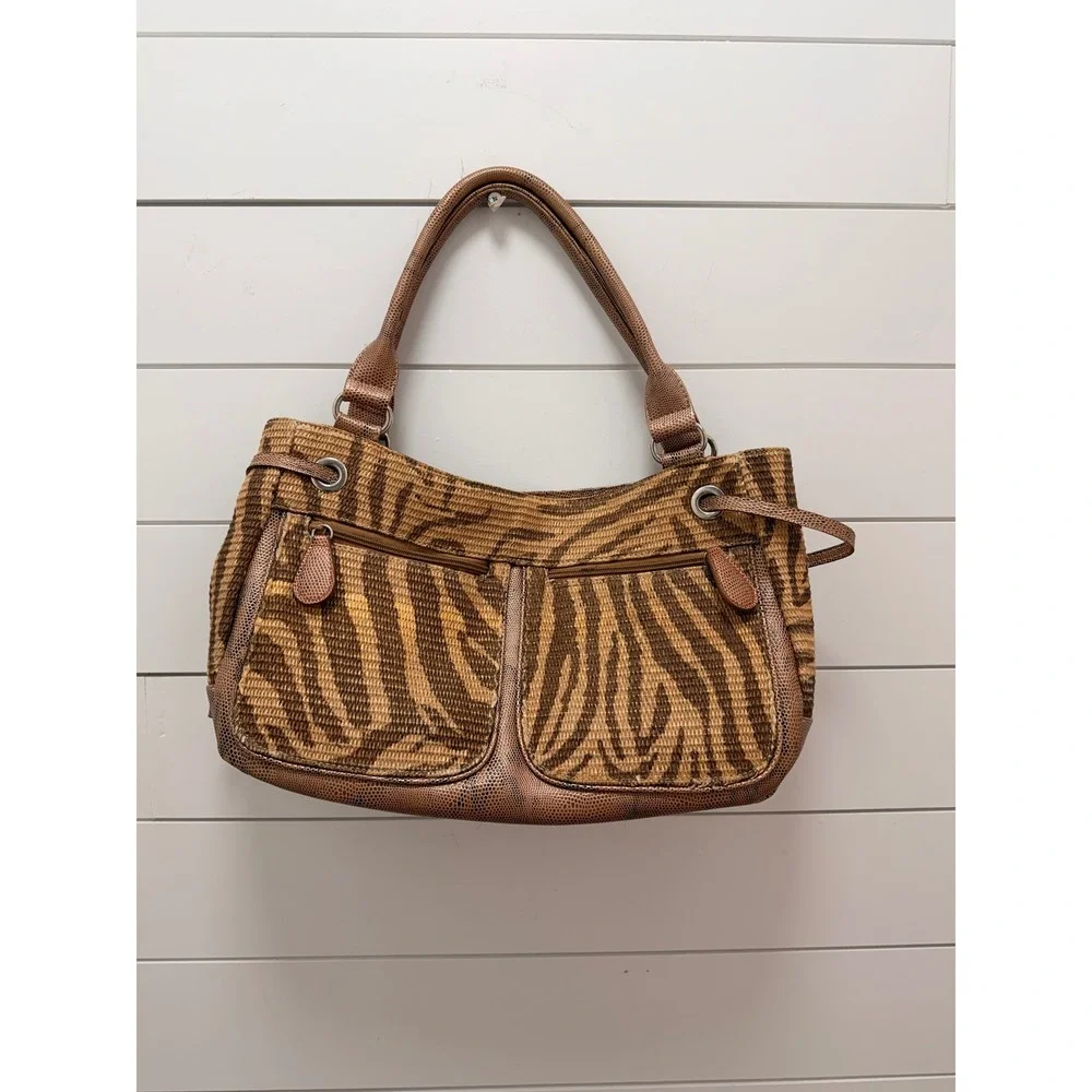Snake skin/ zebra print carry on hobo bag Y2K hippie